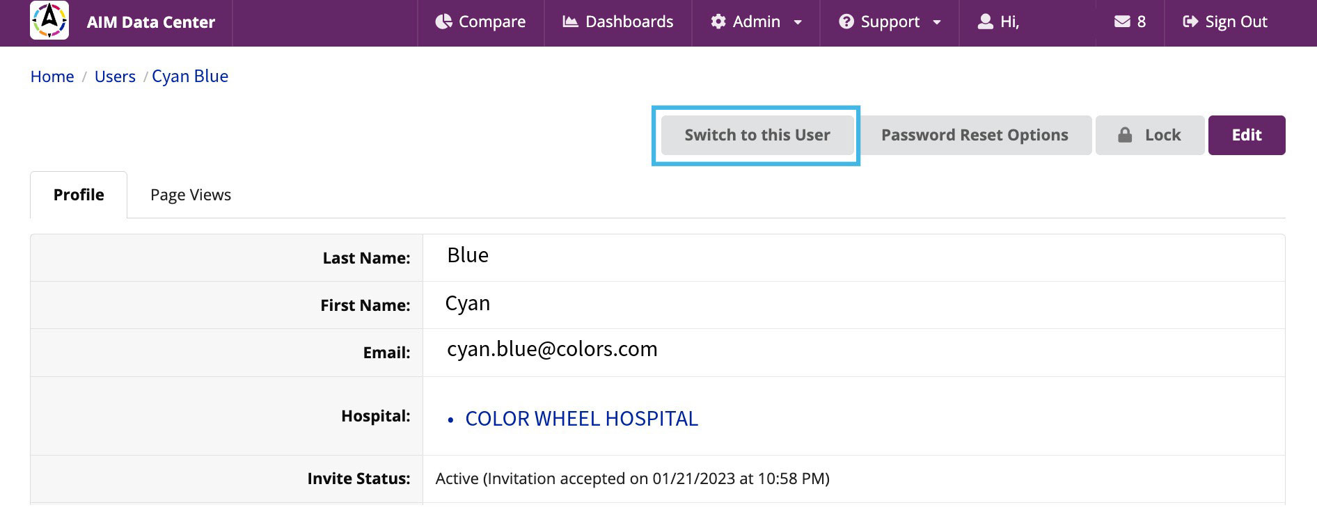 Figure 3: The “User Account” page