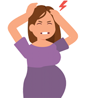 Illustration of a woman with a headache