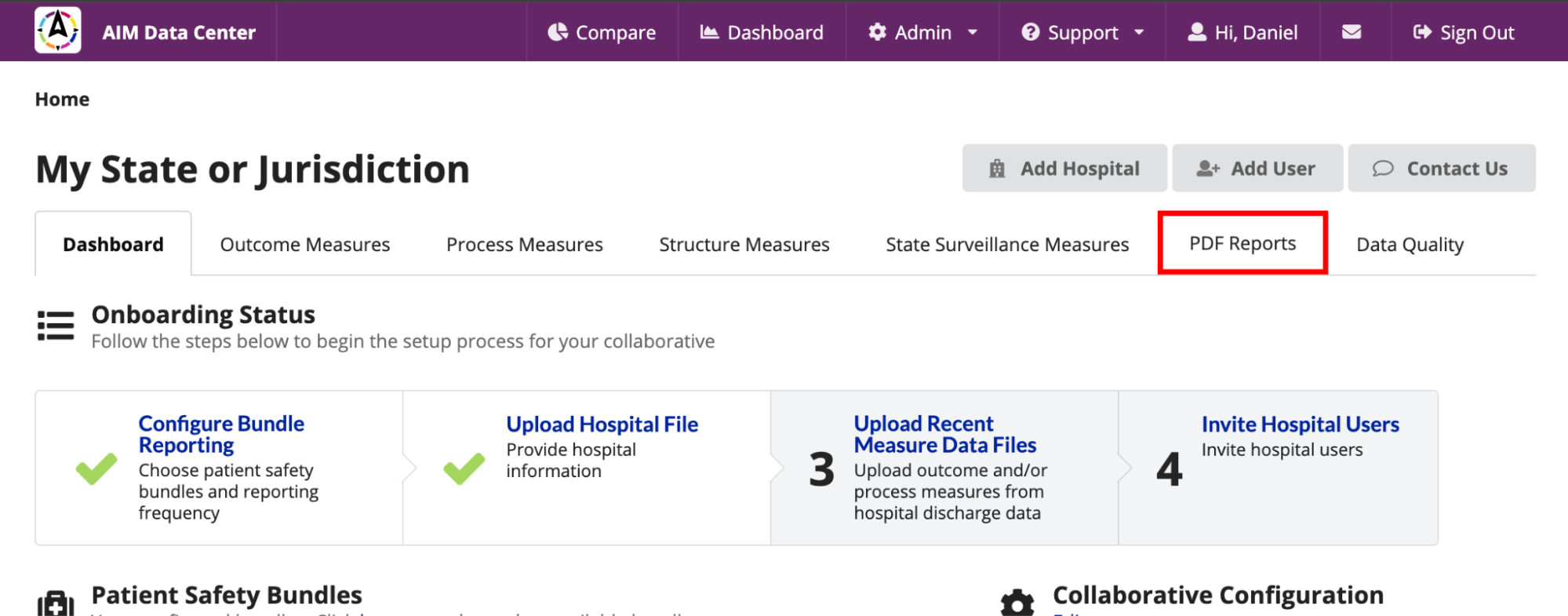 Figure 1: The State or Jurisdiction Dashboard