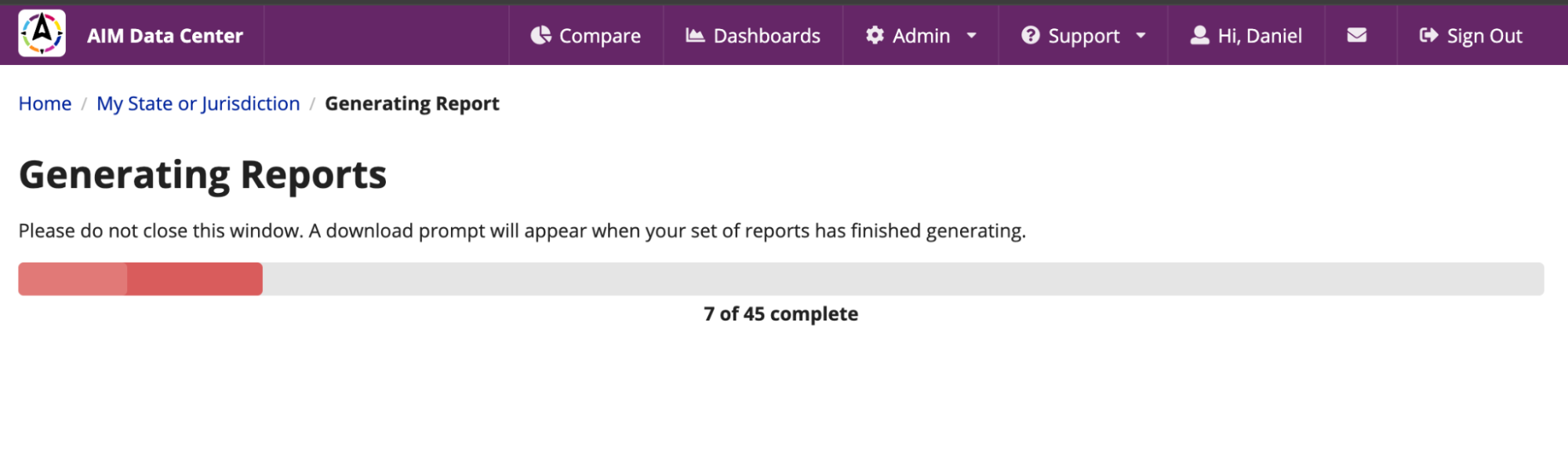 Figure 3: The Generating Reports Window
