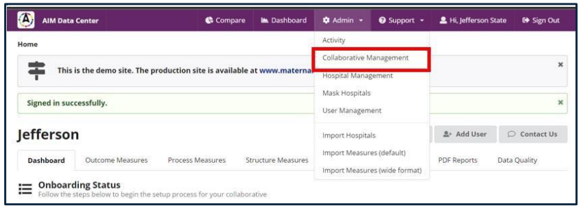 A screenshot of the top navigation bar with the Admin menu expanded. A red box highlights the 