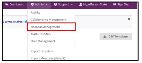 A screenshot of the web portal header showing an expanded 